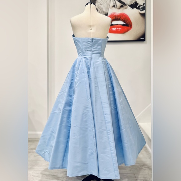 MARKARIAN Fiorela Light Blue Strapless Midi Dress - Picture 9 of 13